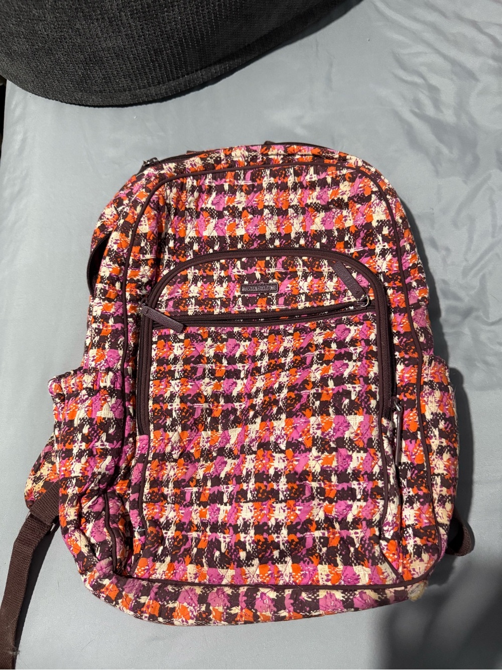 Vera Bradley Pink Orange Brown Quilted Backpack